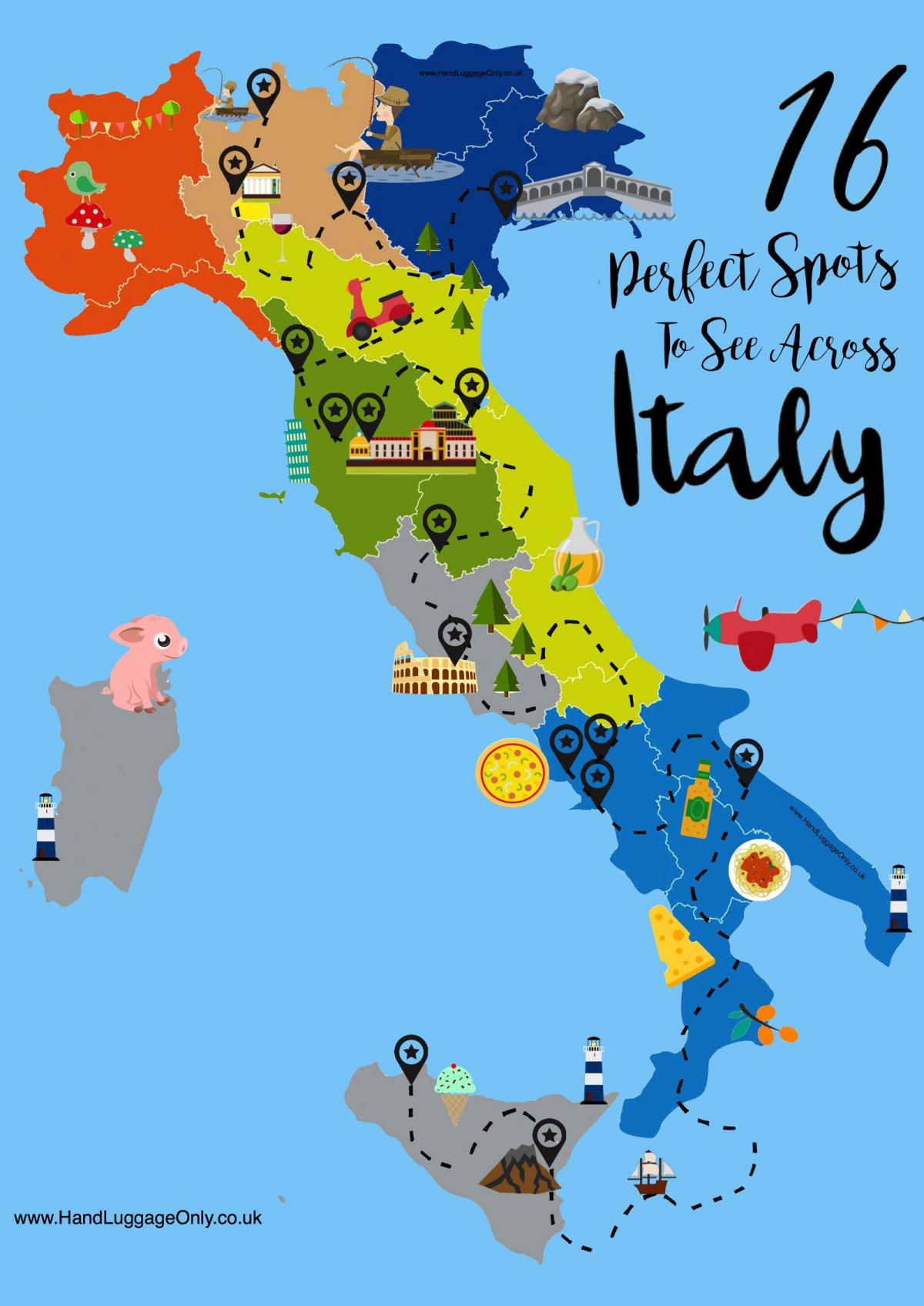 Italië toeristische attracties kaart
