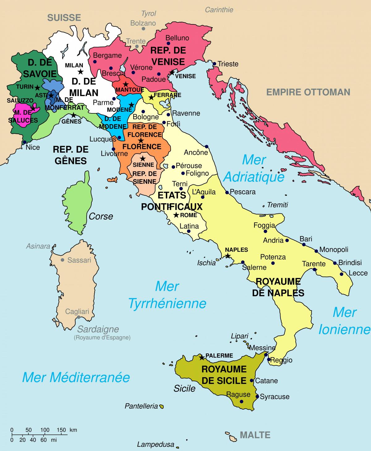 Kaart van het land Italië