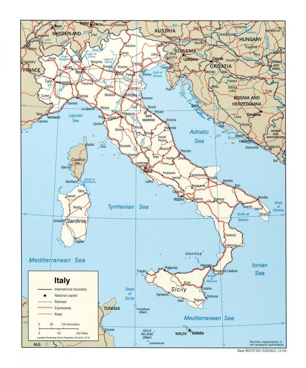 Italië administratieve kaart