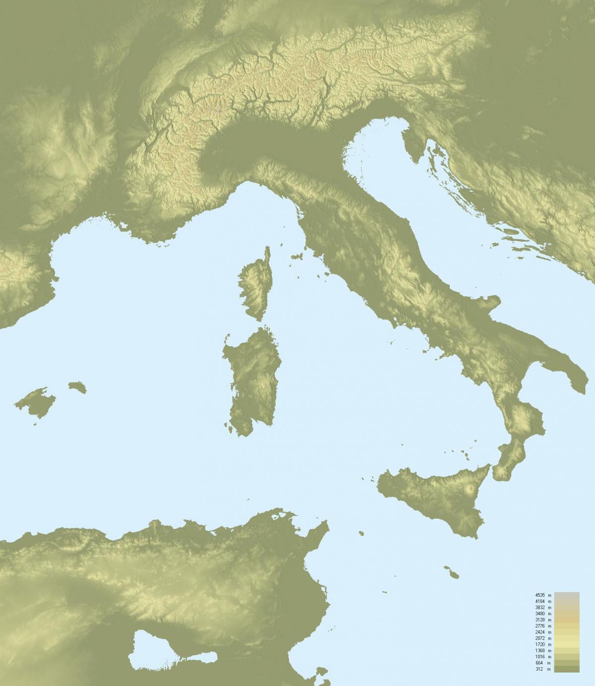 Topografische kaart van Italië
