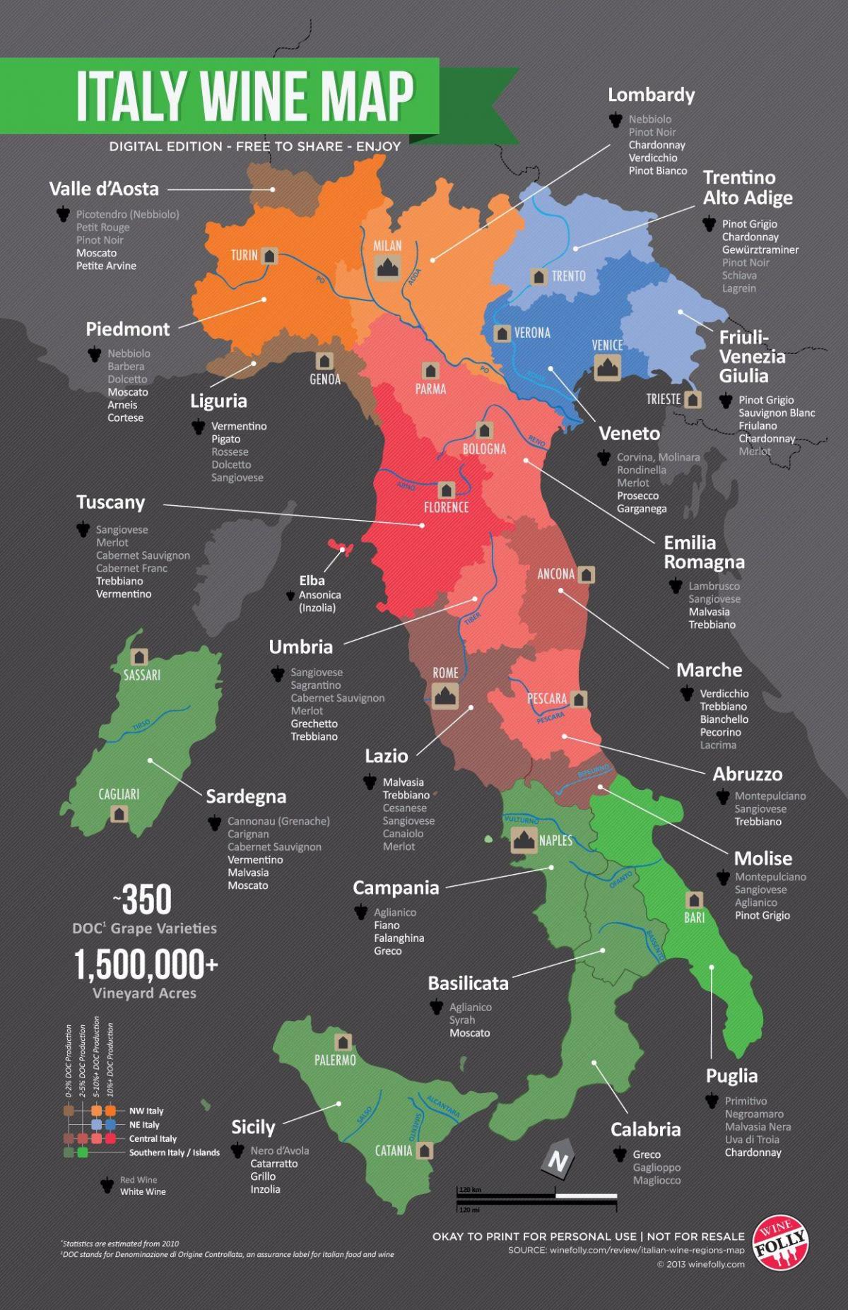 Italië wijnkaart