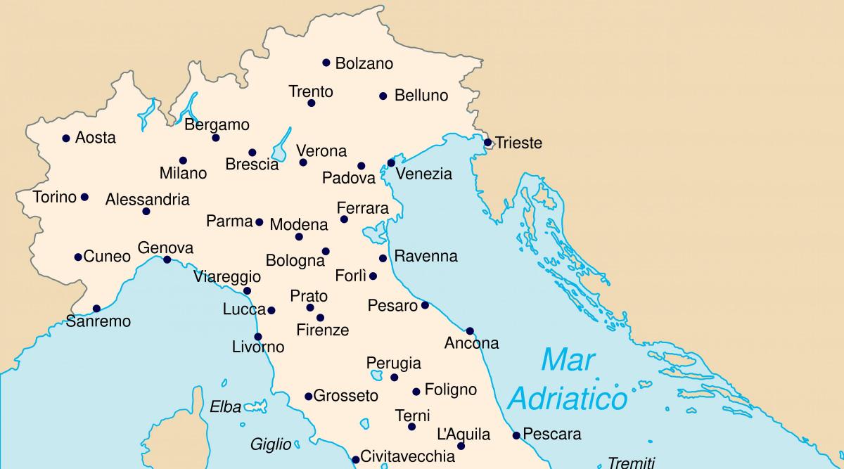 De kaart van Noord-Italië